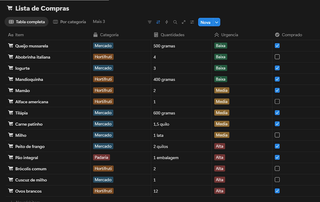 Lista inteligente de substituições