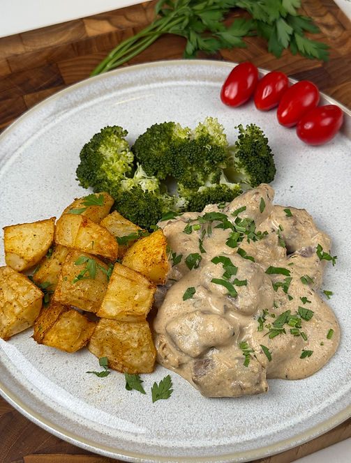 Frango com batata rústica